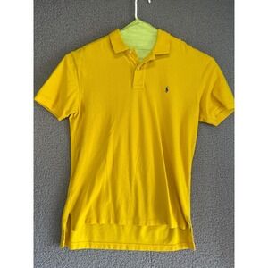 Polo Ralph Lauren Men's Terry Cloth S/S Custom Fit Polo Shirt Yellow • Large